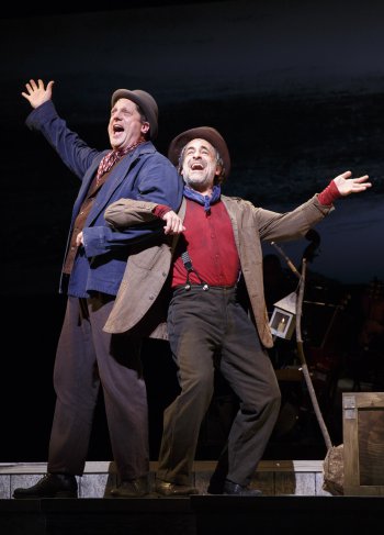 Christopher Sieber and David Pittu in a scene from “Big River: The Adventures of Huckleberry Finn” (Photo credit: Joan Marcus)