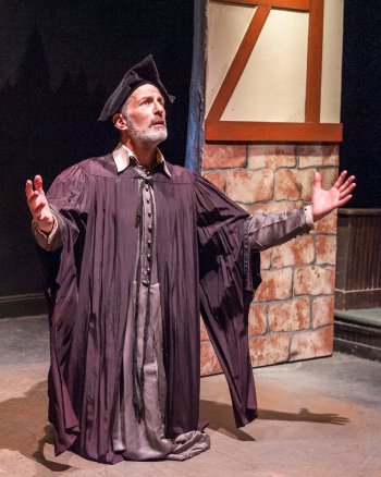 Jeffrey Grover as Schoolmaster Berthold in a scene from “Leah, the Forsaken” at Metropolitan Playhouse (Jacob J. Goldberg Photography)