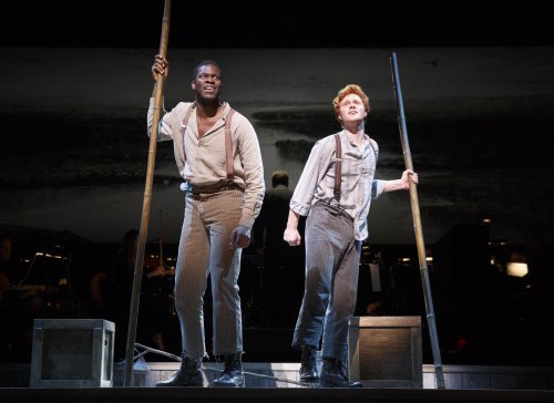 Kyle Scatliffe and Nicolas Barasch in a scene from “Big River: The Adventures of Huckleberry Finn” (Photo credit: Joan Marcus)